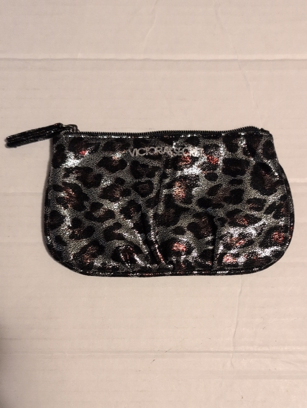 Victoria's Secret Leopard Metallic Cosmetic Pouch - Black, Silver, Rose